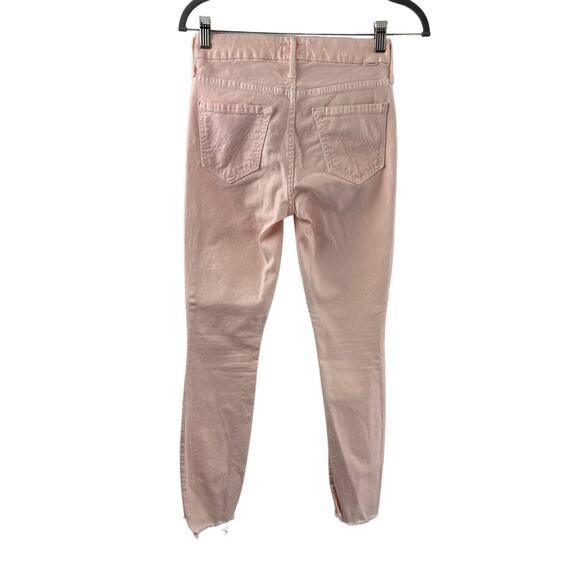 MOTHER Pink Lemonaid 25 Looker STep Fray Ankle Denim Jeans High Rise Skinny $239 - Picture 7 of 11